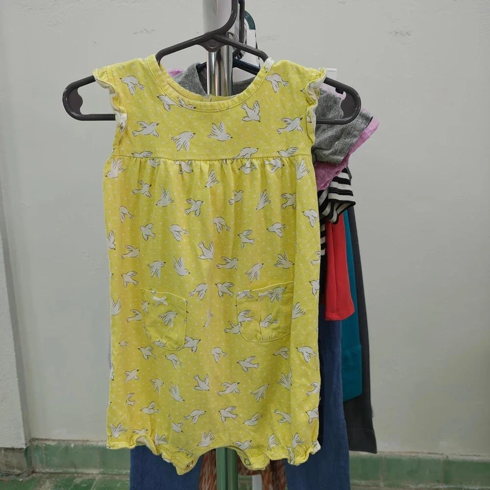 Carters Yellow Bird Print Baby Romper Sleeveless Sunsuit 18 Months